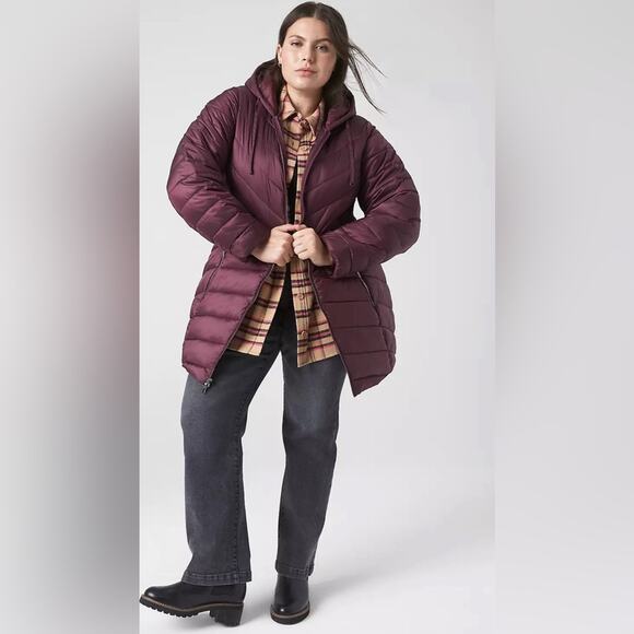 Lane Bryant Prima Puffer Lightweight Packable Winter Jacket in Wine Size 26/28 - Picture 4 of 14
